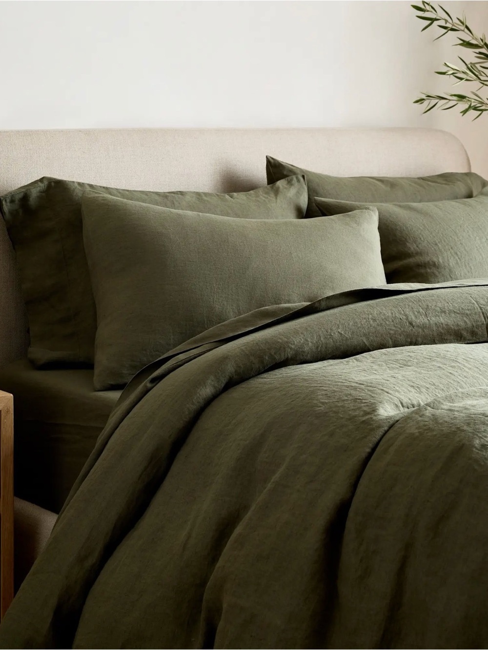 Quince European Linen Duvet Set in Dusty Olive King Size New in Dust Bag - Picture 4 of 5